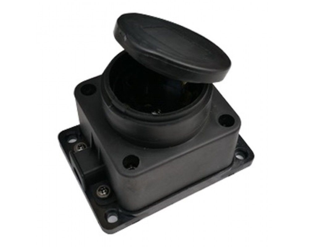 Розетка одинарная с заземлением каучук с заглушками 16А IP44 черная ...